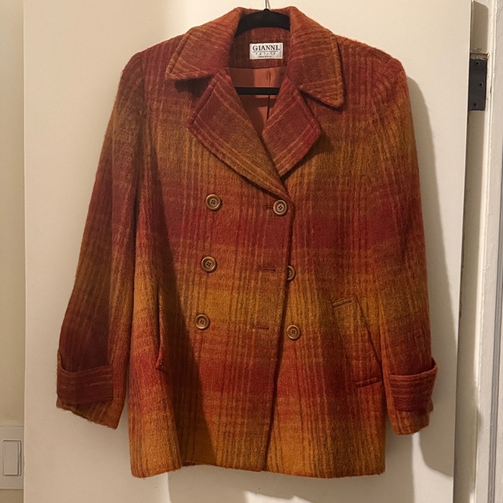 Gianni Multicolor Plaid Pea Coat - Size 8